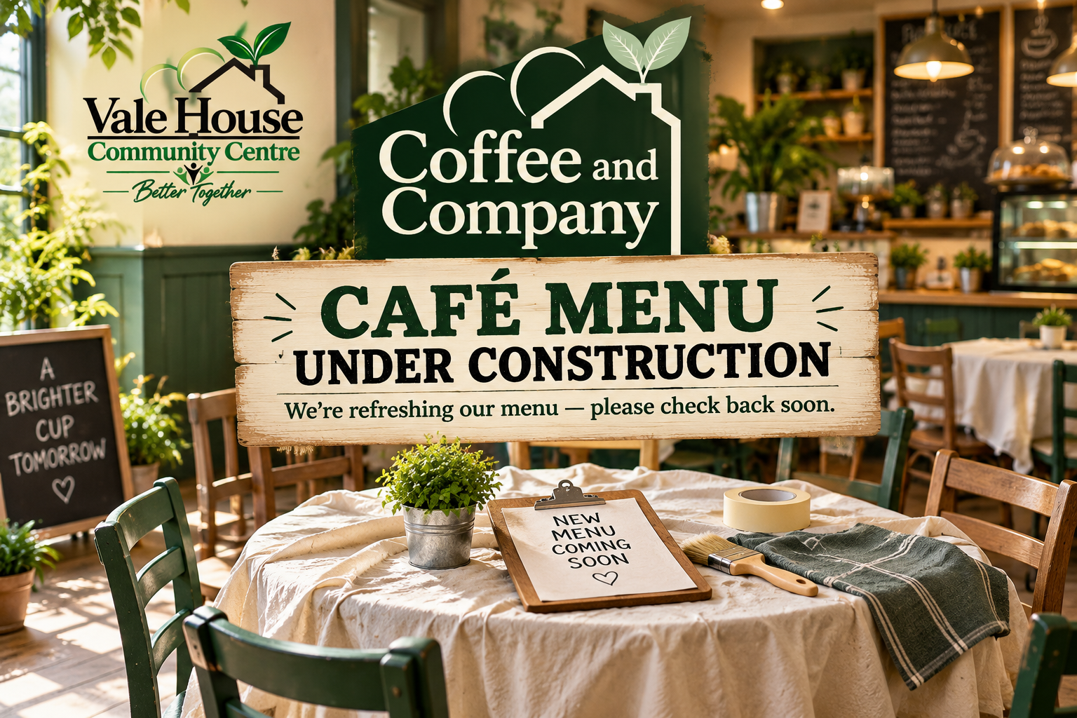 Coffee and Company café menu under construction