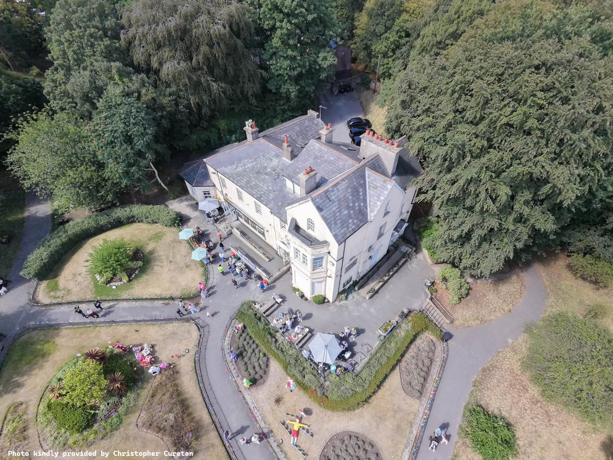 Aerial view of Vale House and its gardens